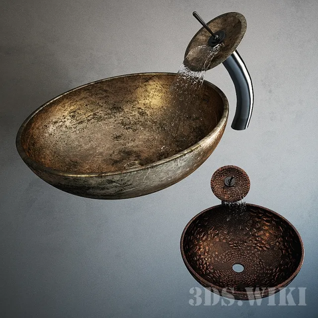 bathroom - Designer iron washbasin 3D Model