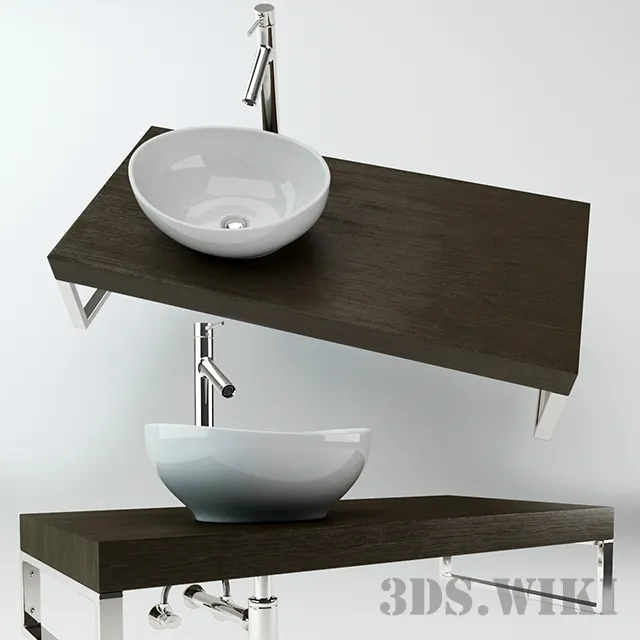 bathroom - Designer Wall Mounted Washbasin 3D Model