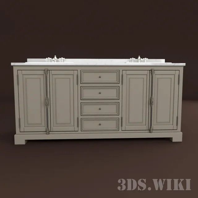 bathroom - Double washbasin Casement Double Vanity Sink 3D Model