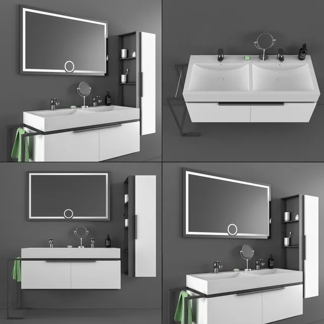 bathroom - DRN bathroom cabinet and washbasin set 3D Model