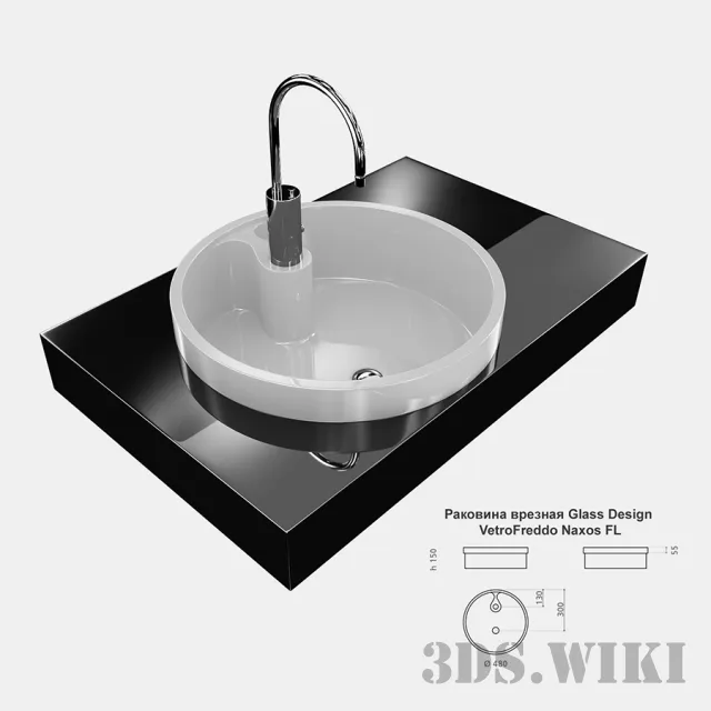 bathroom - Flush sink Glass Design 3D Model