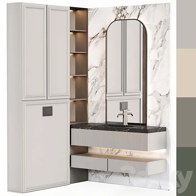 Bathroom furniture 007 in modern classic style 3D Model