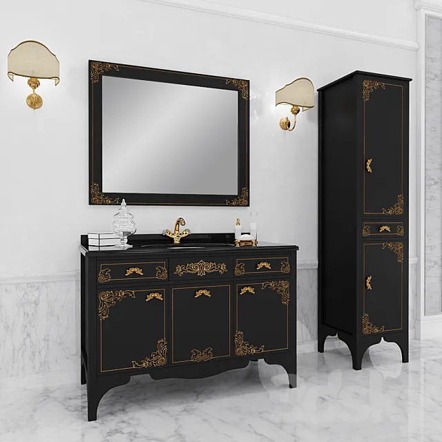 Bathroom furniture "Alice - Laccato nero oro" 3D Model