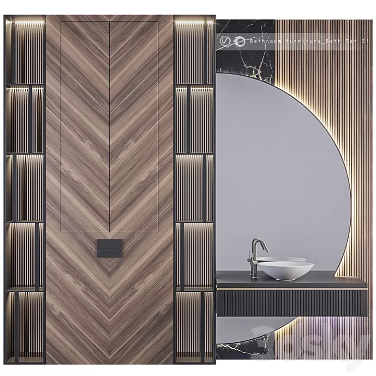 Bathroom furniture Bath Set 21 3D Model Free