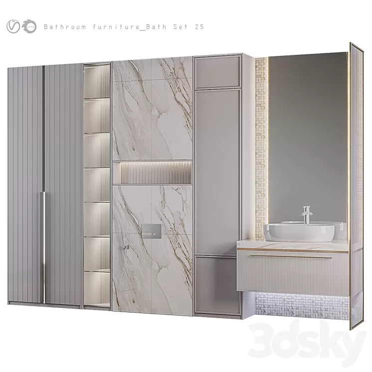 Bathroom furniture Bath Set 25 3D Model Free