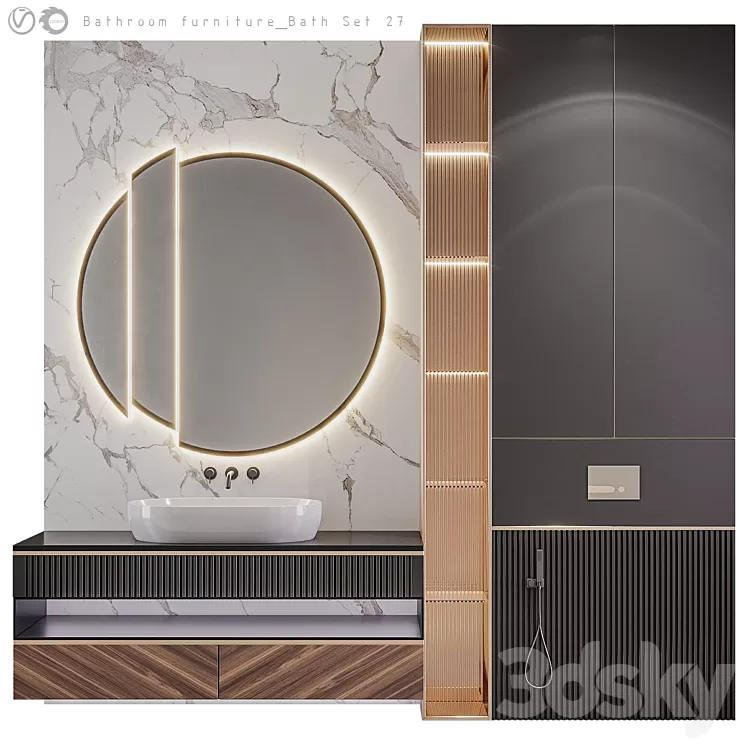 Bathroom furniture Bath Set 27 3D Model Free