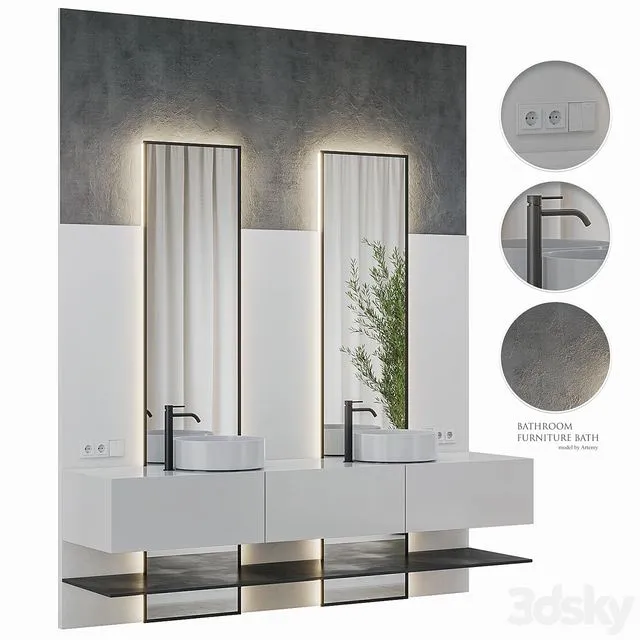 Bathroom furniture Bath Set 46 3D Model