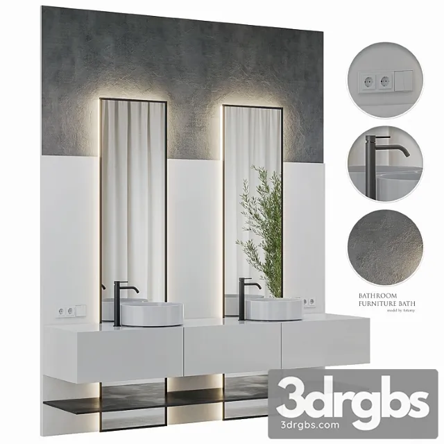 Bathroom Furniture Bath Set 46 3D Model Free