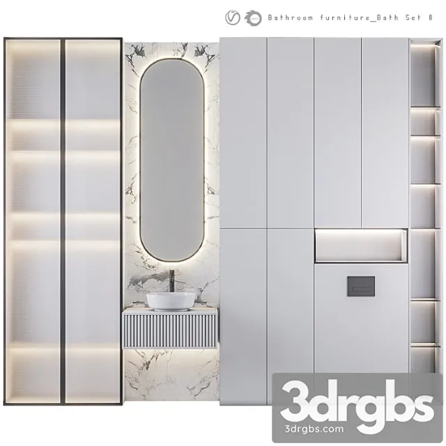 Bathroom Furniture Bath Set 8 3D Model Free