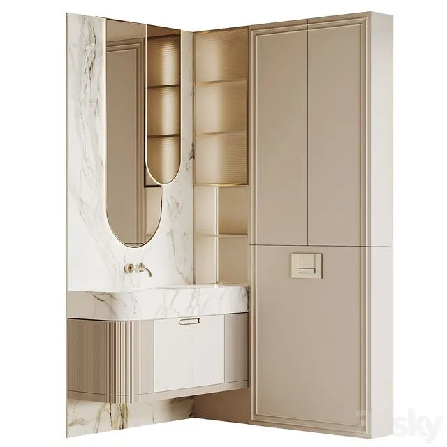 Bathroom furniture beige 3D Model