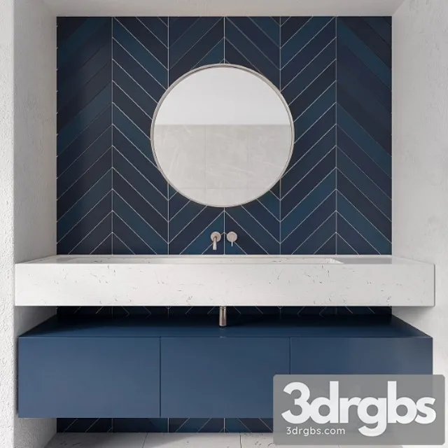 Bathroom Furniture Blue Tile 3D Model Free