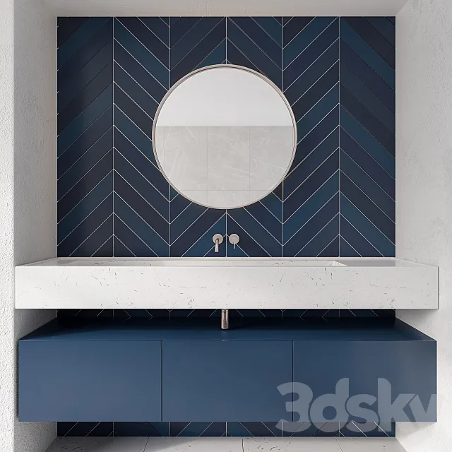 Bathroom Furniture Blue Tile 3D Model