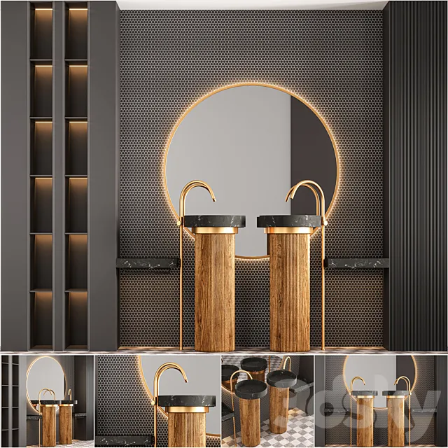 Bathroom Furniture Set 01 3D Model