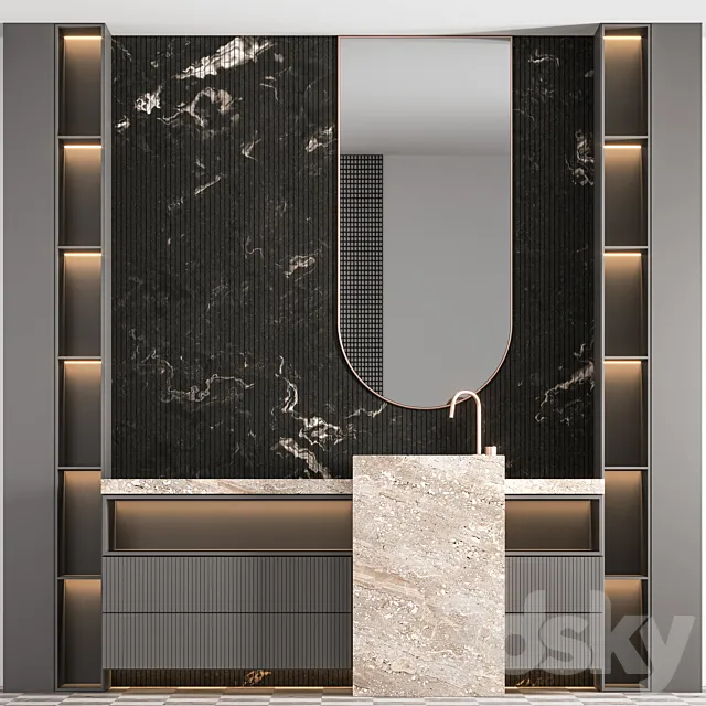 Bathroom Furniture Set 04 3D Model