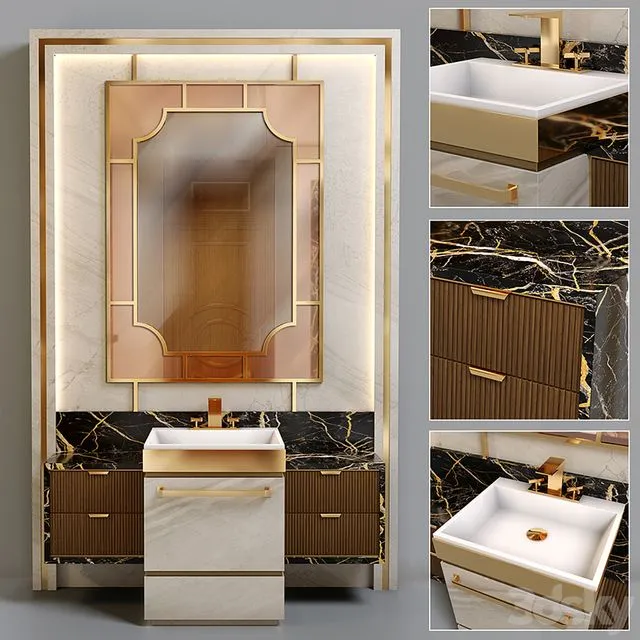 Bathroom Furniture Set 1 3D Model