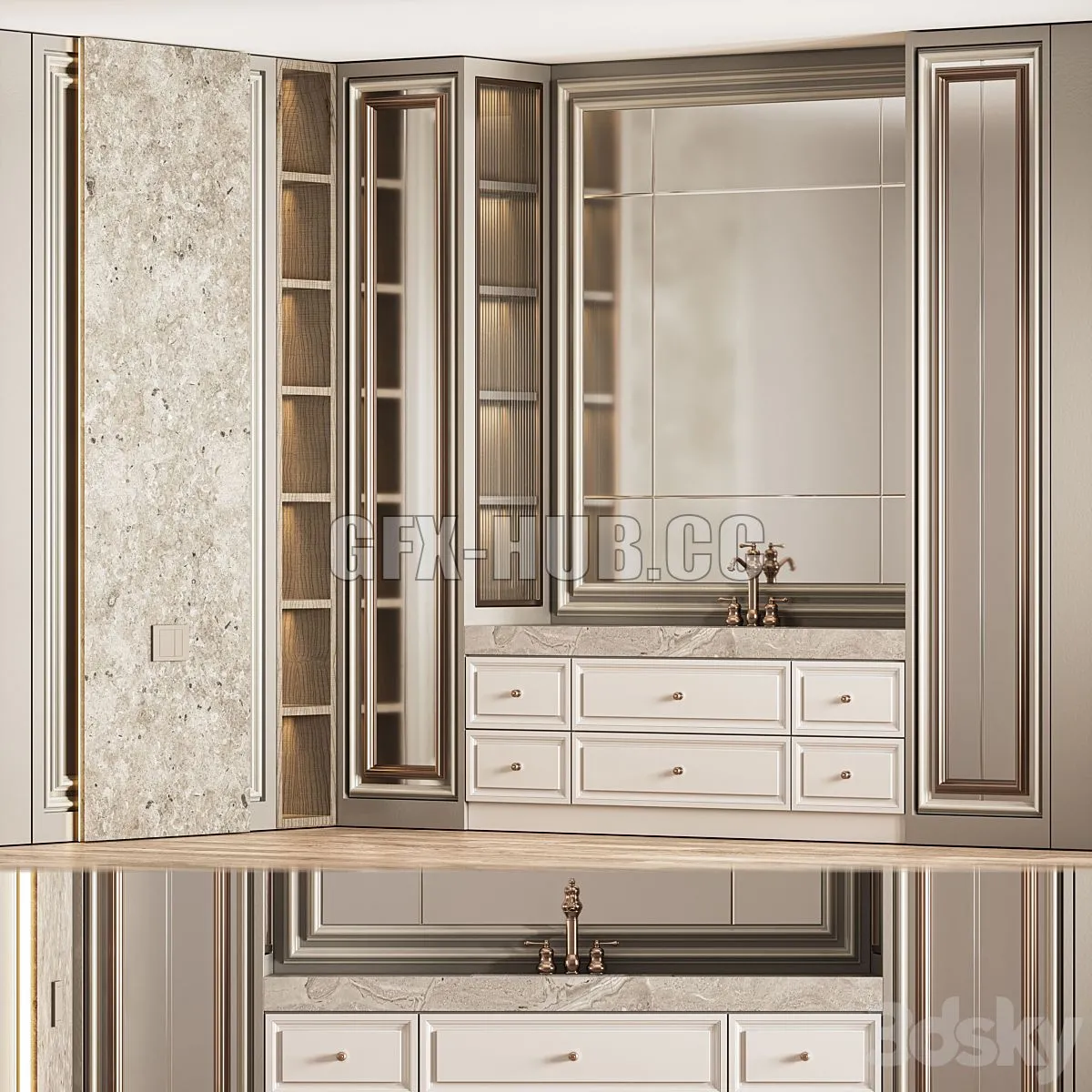 Bathroom Furniture Set 15 3D Model