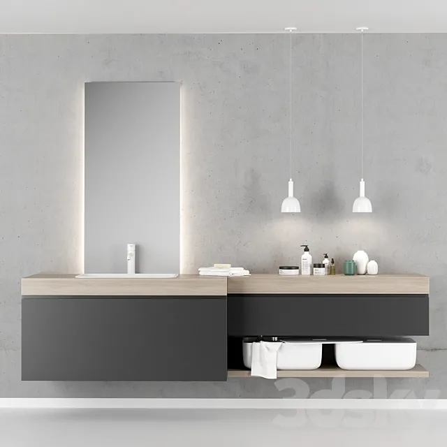 Bathroom furniture set 2 Scavolini QI 3D Model