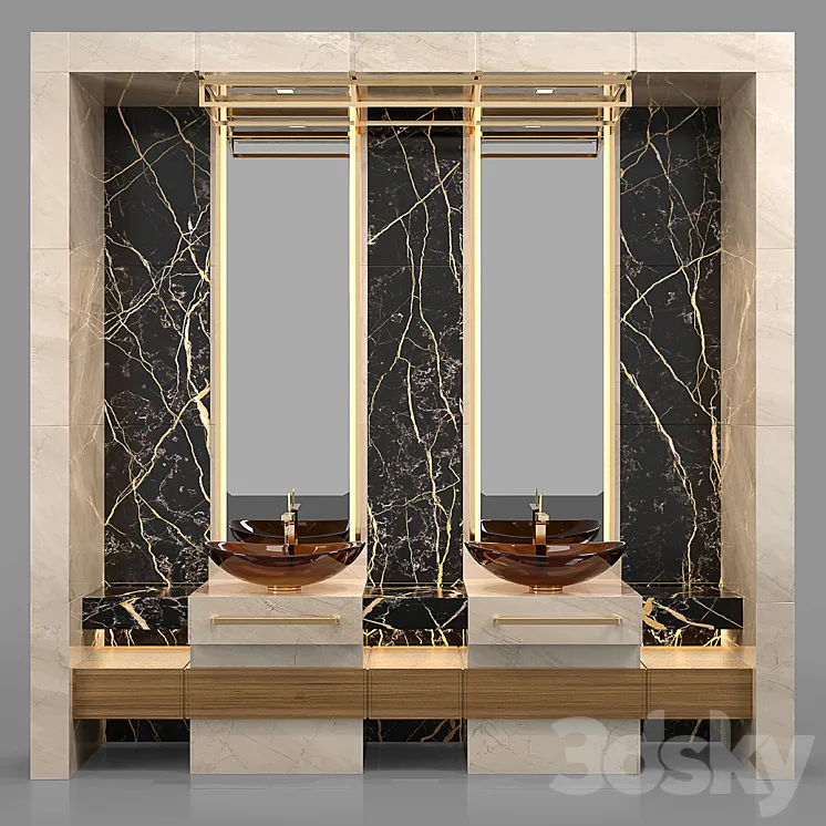 Bathroom Furniture Set 3 3D Model Free