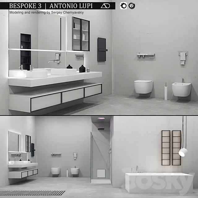 Bathroom furniture set Bespoke 3 3D Model
