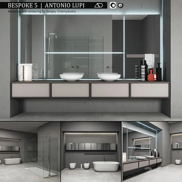Bathroom furniture set Bespoke 5 3D Model
