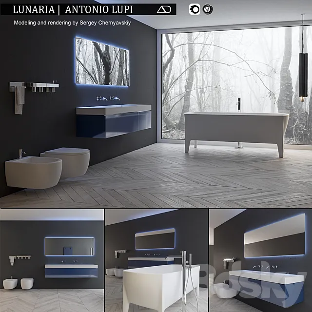 Bathroom furniture set Lunaria 3D Model