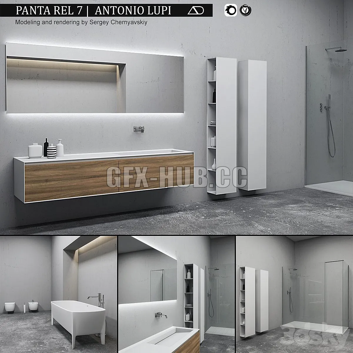Bathroom furniture set Panta Rel 7 3D Model