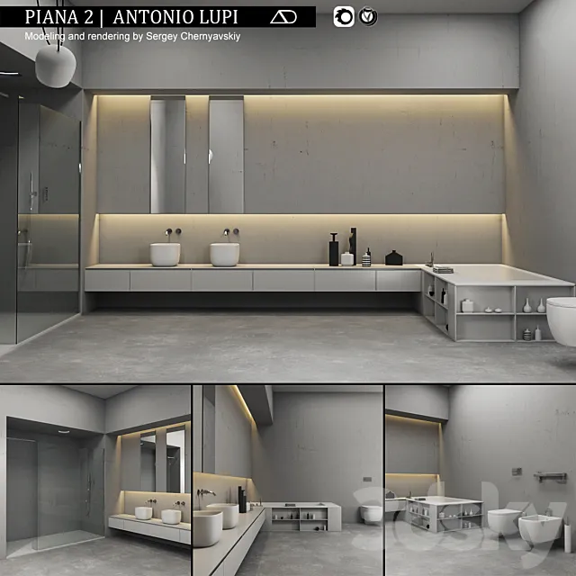 Bathroom furniture set Piana 2 3DModel
