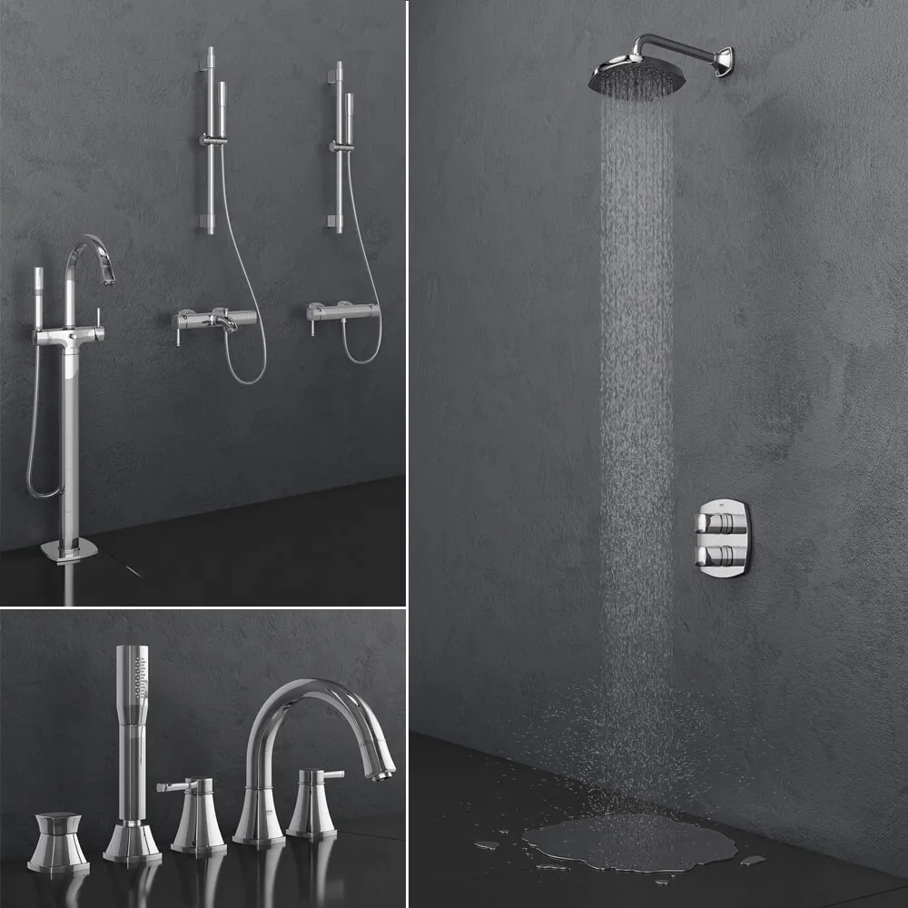 bathroom - Grohe bath and shower faucets  Grandera set 26 3D Model