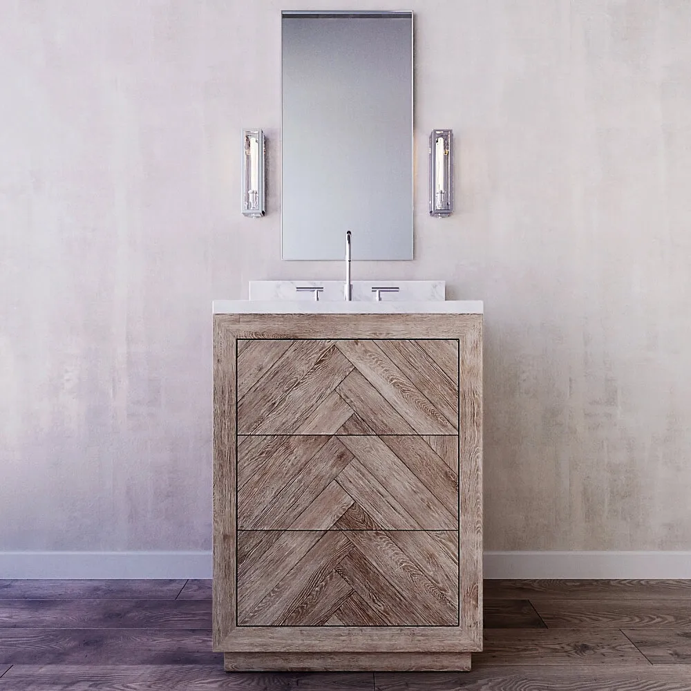 bathroom - Herrinbone Powder Vanity washbasin 06 3D Model