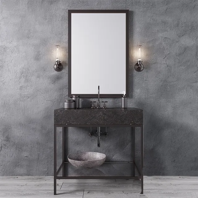 bathroom - Hudson metal  single washstand 3D Model