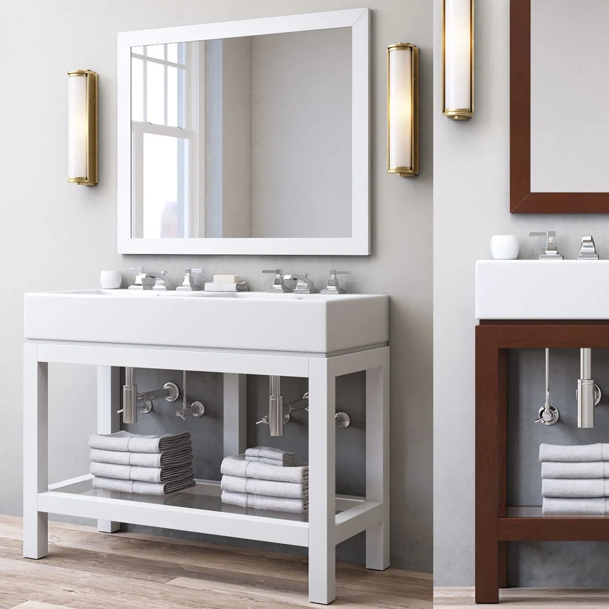bathroom - Hutton double console washstand 3D Model