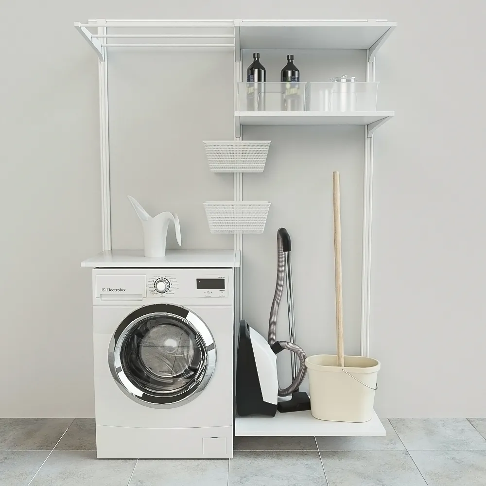bathroom - IKEA Wall rail shelves dryer Algot 3D Model