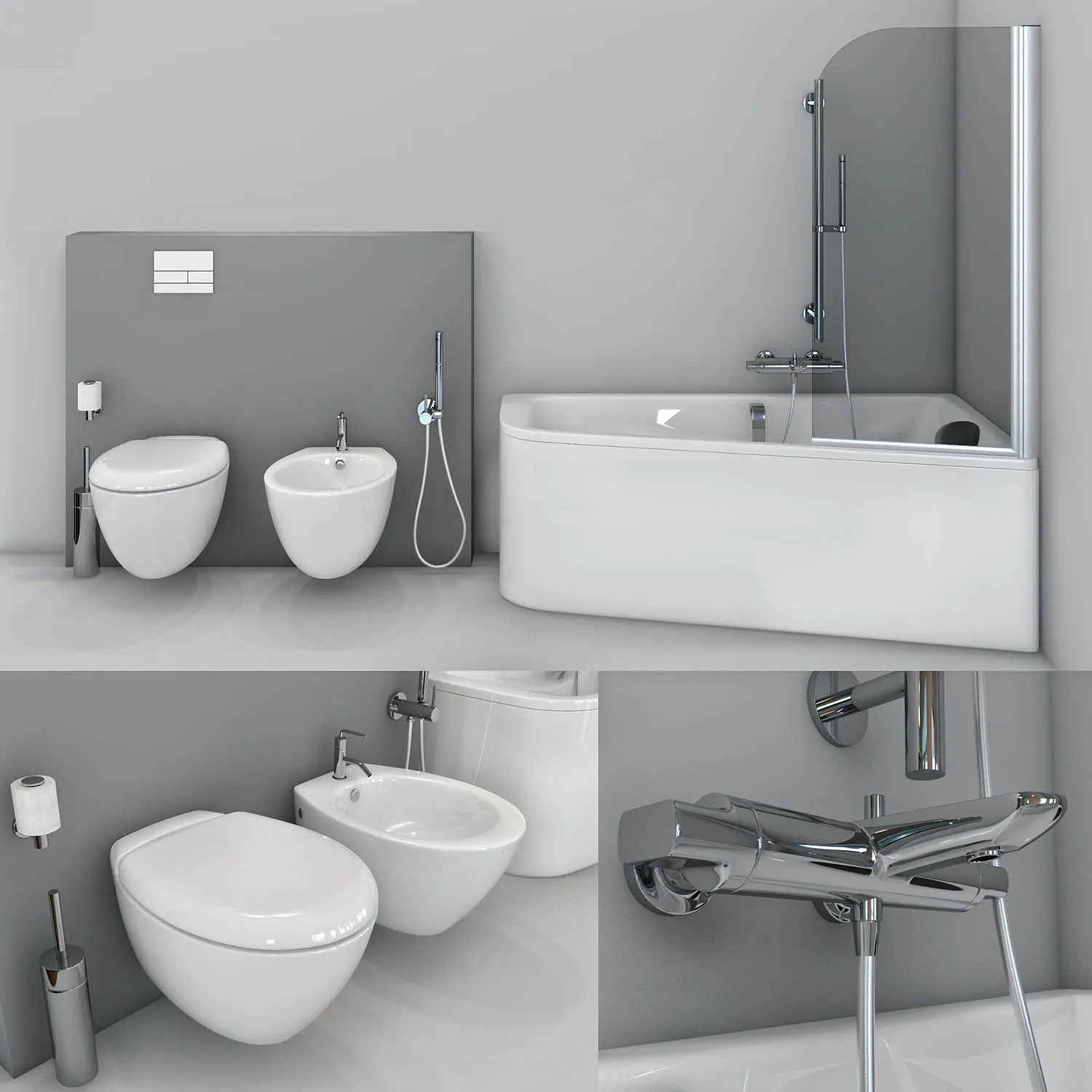 bathroom - Jacob Delafon. Bath Odeon Up toilet and bidet Presquile 3D Model