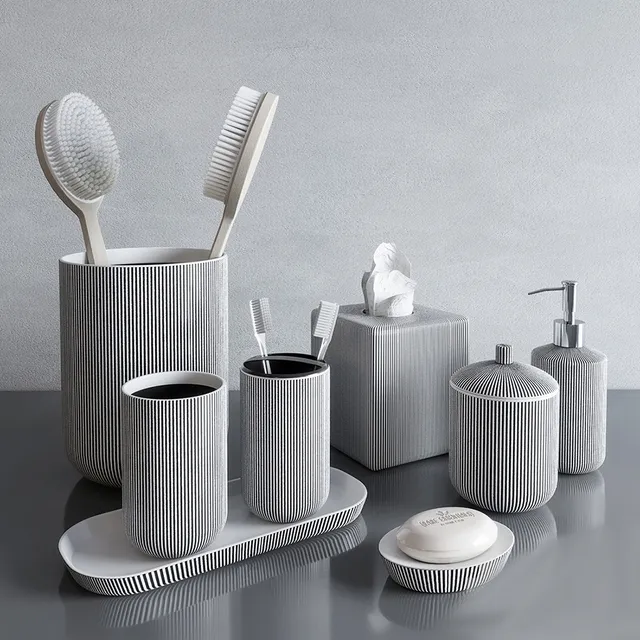 bathroom - Kassatex Rivington accessory Kit 3D Model