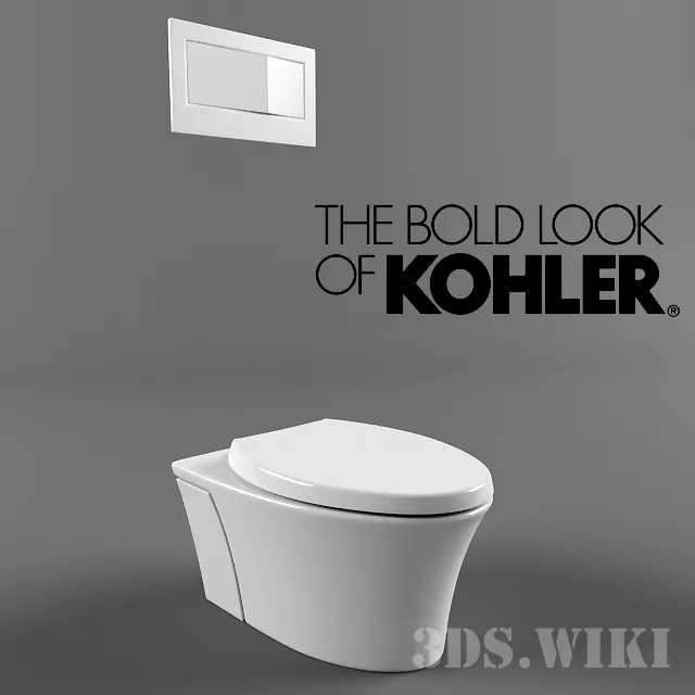 bathroom - Kohler Veil wall-hung toilet with 2 buttons 3D Model