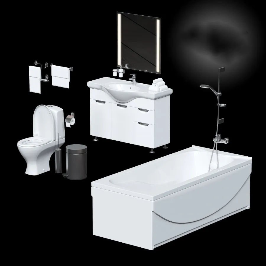 bathroom - Large set for bathrooms 3D Model
