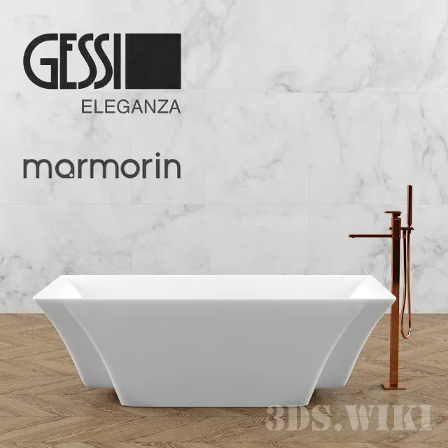 bathroom - Marmorin Loren bathtub and Gessi Eleganza tap 3D Model