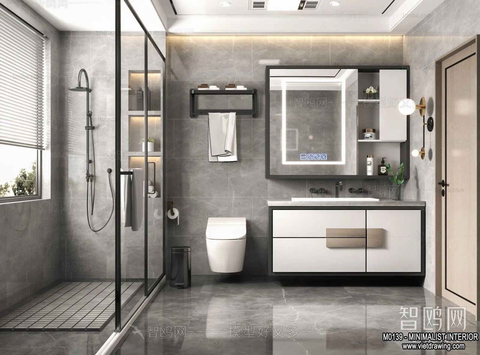 Bathroom - Minimalist Style - 3D Interior Scene - 001