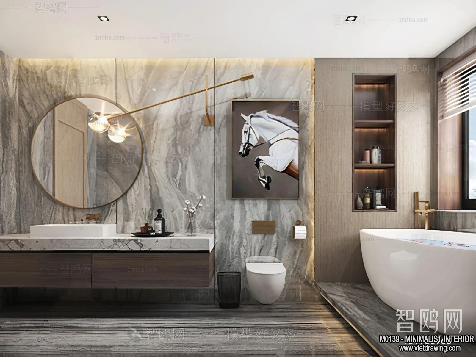 Bathroom - Minimalist Style - 3D Interior Scene - 003