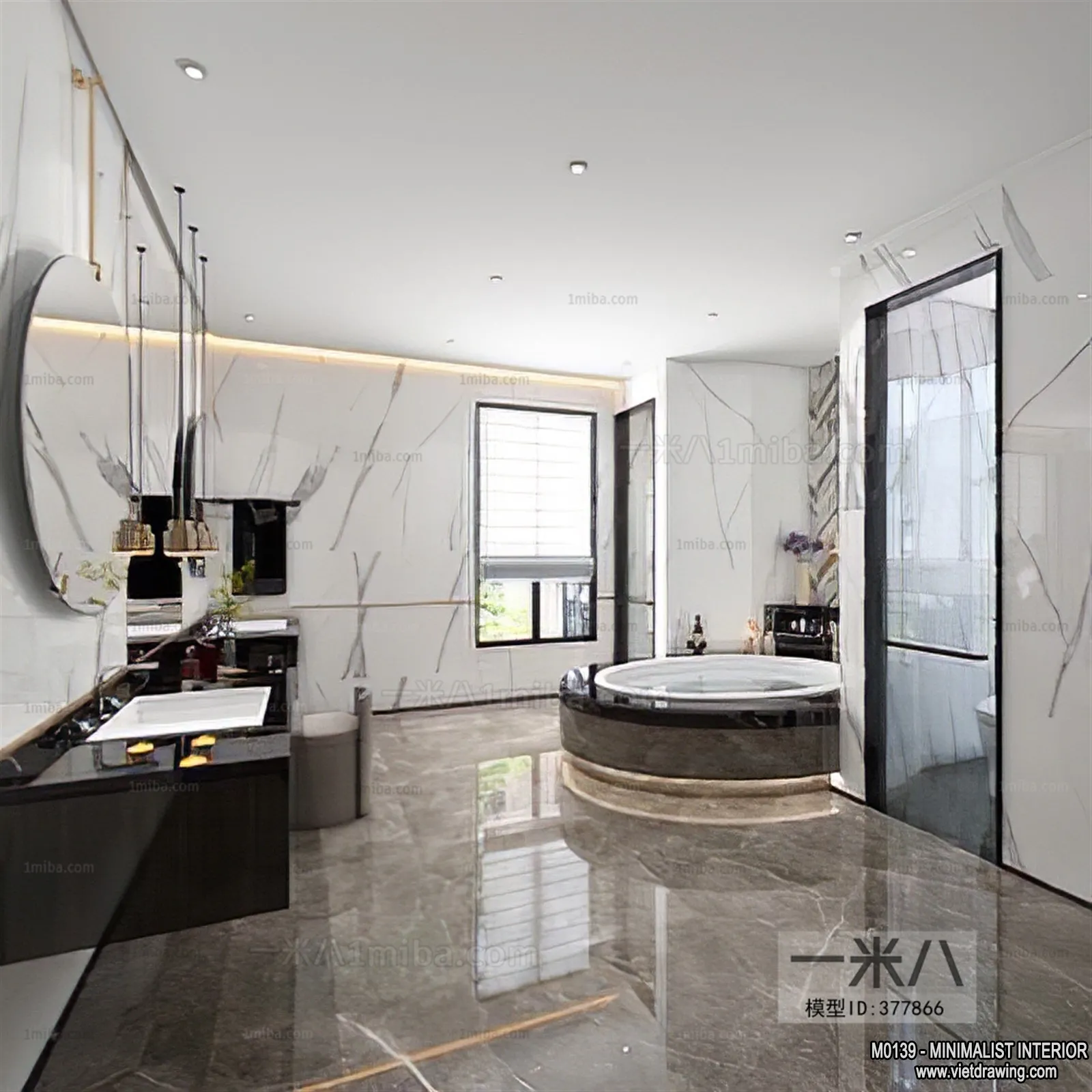 Bathroom - Minimalist Style - 3D Interior Scene - 005