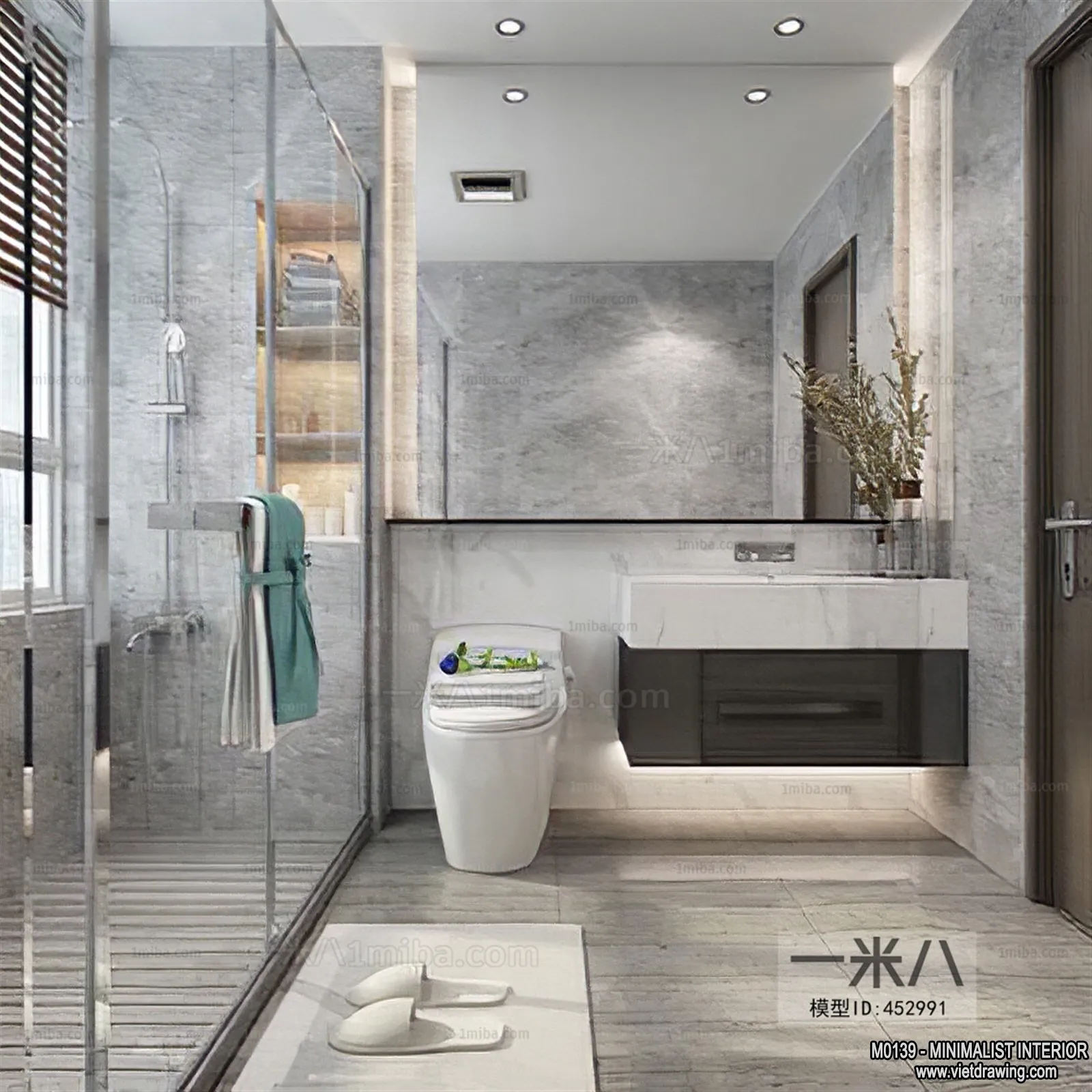 Bathroom - Minimalist Style - 3D Interior Scene - 006