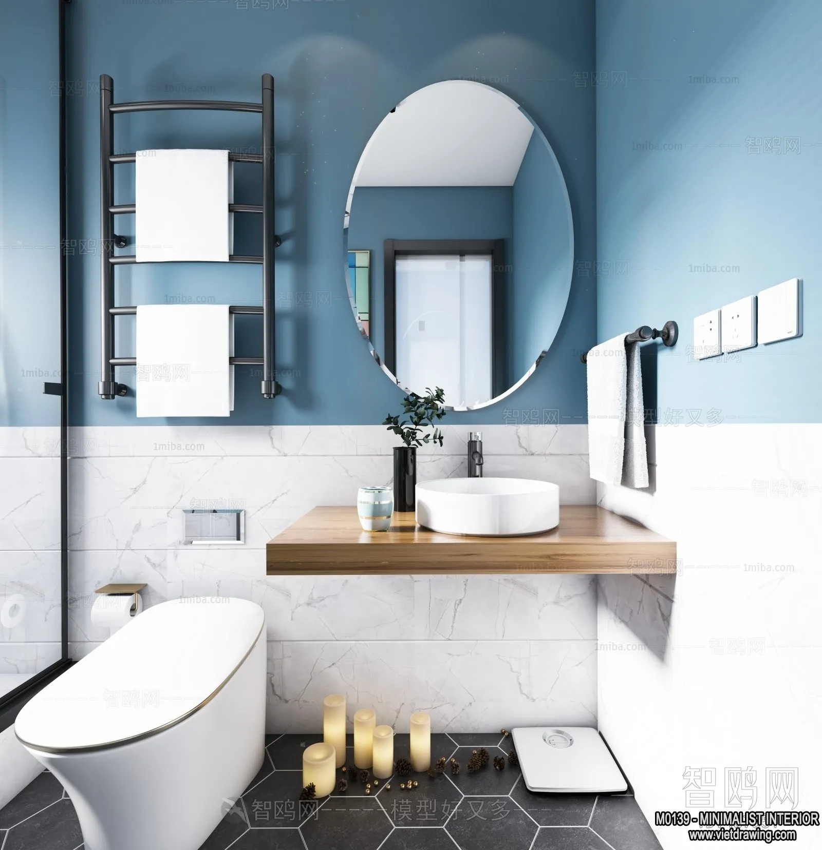 Bathroom - Minimalist Style - 3D Interior Scene - 007