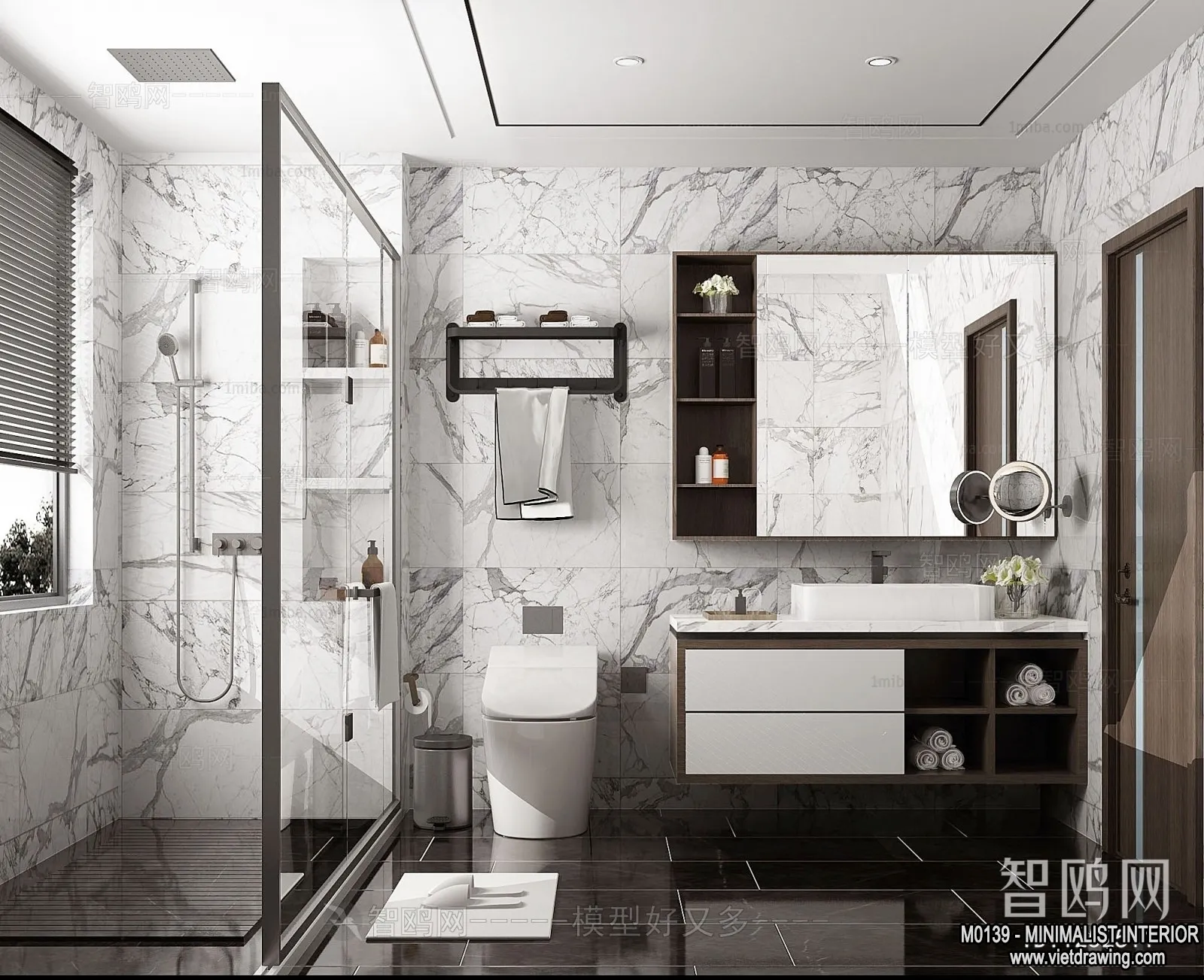 Bathroom - Minimalist Style - 3D Interior Scene - 009