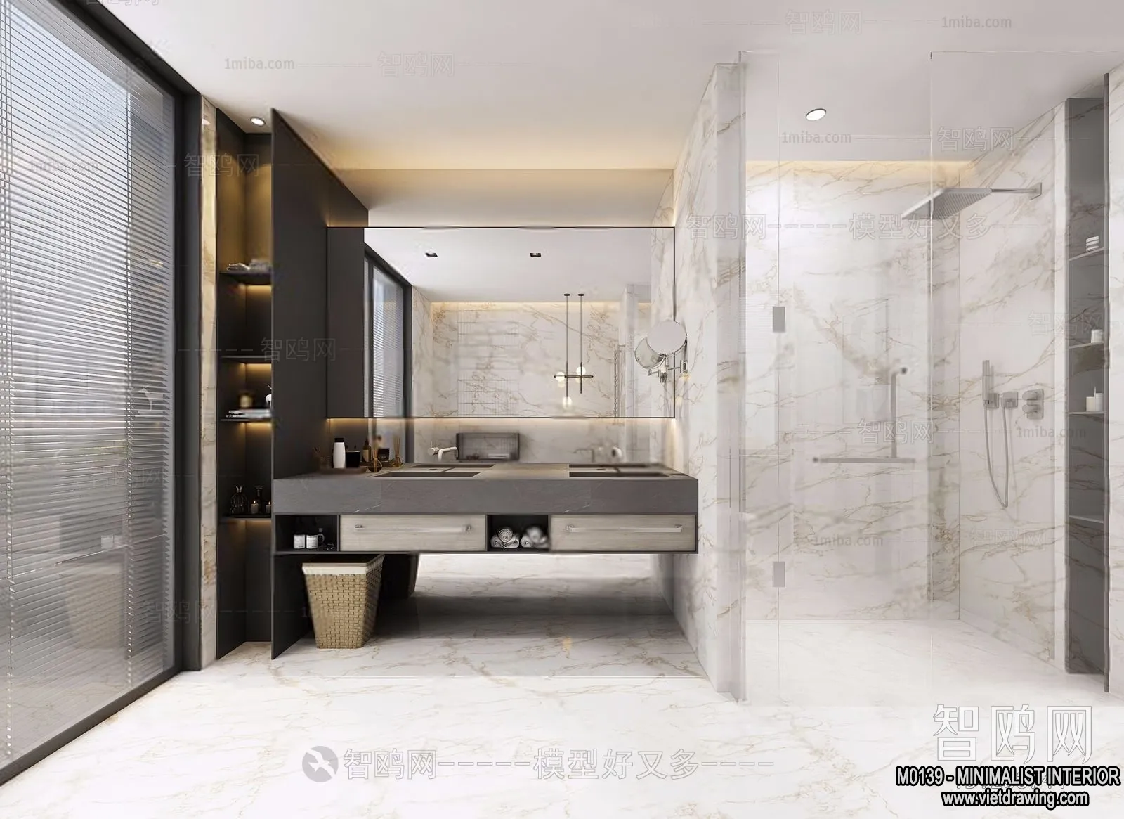 Bathroom - Minimalist Style - 3D Interior Scene - 011