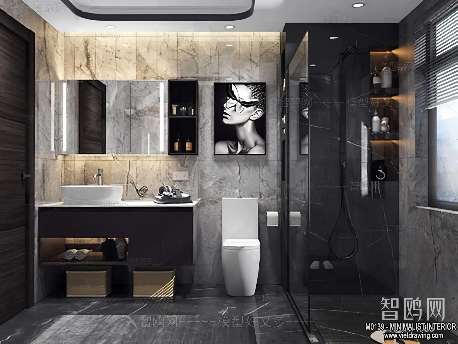 Bathroom - Minimalist Style - 3D Interior Scene - 013