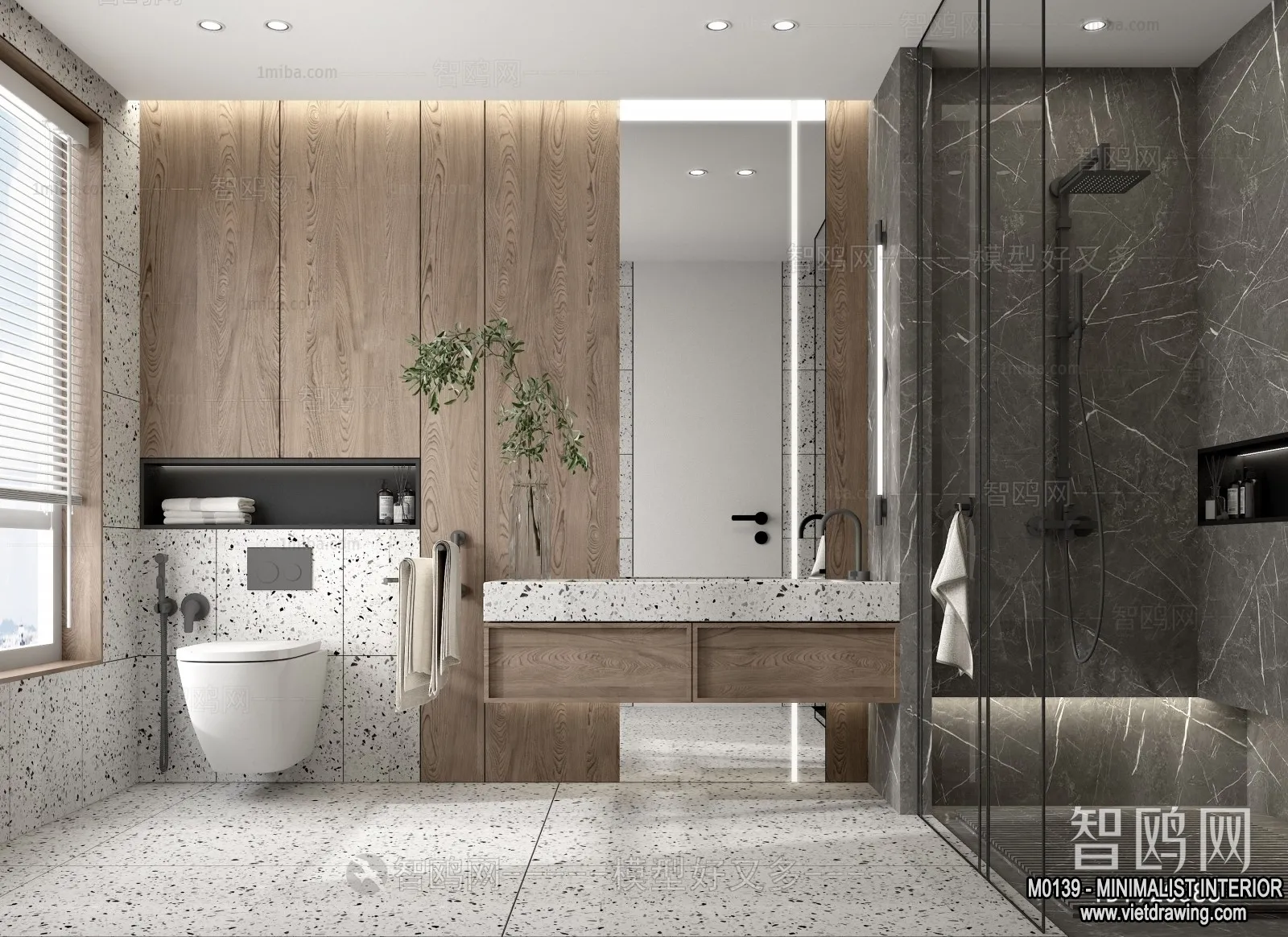 Bathroom - Minimalist Style - 3D Interior Scene - 016