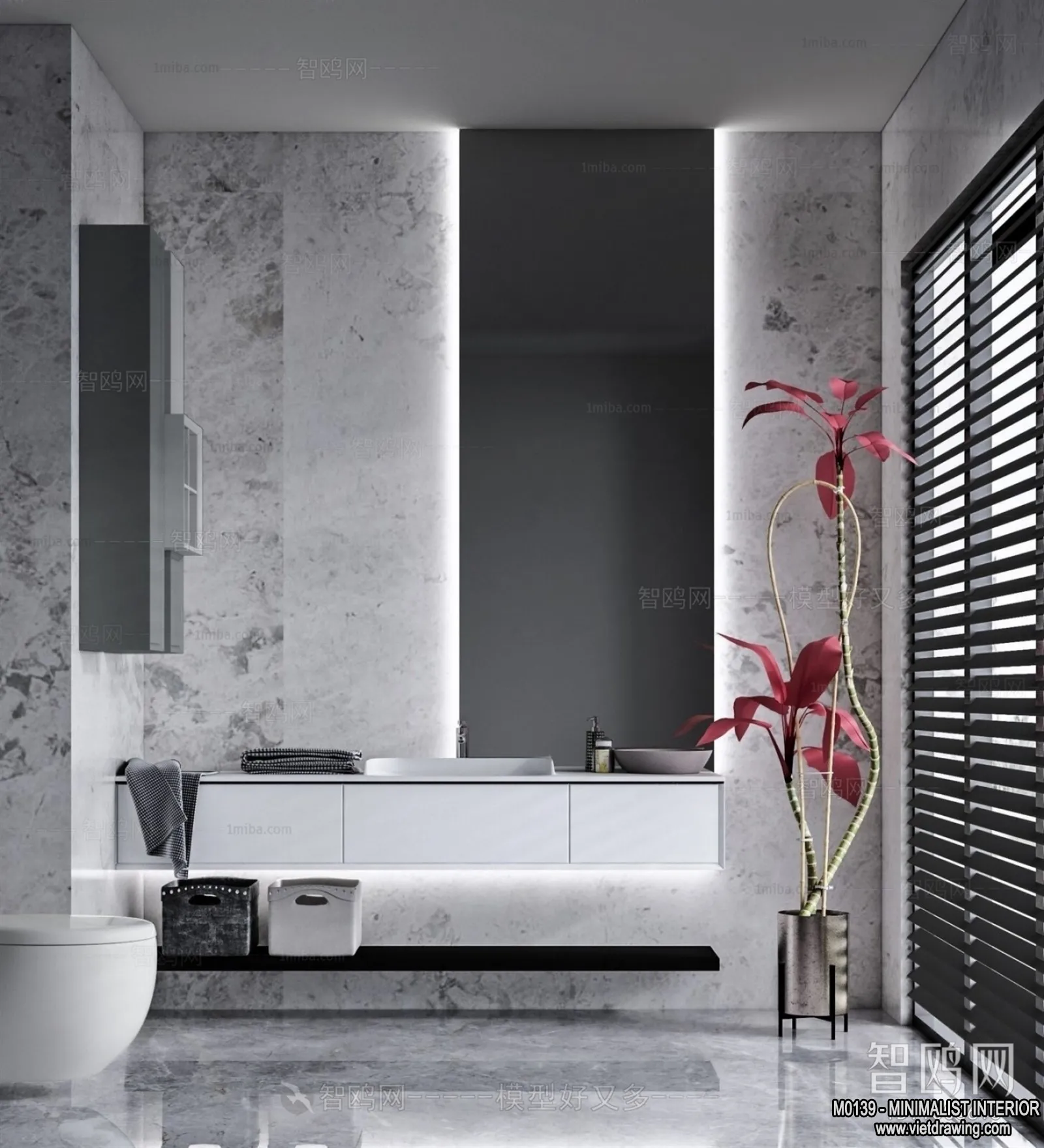 Bathroom - Minimalist Style - 3D Interior Scene - 021