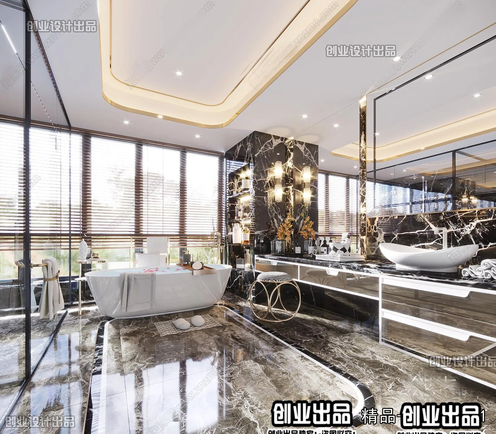 Bathroom - Modern Style Interior 3D Scenes - 002