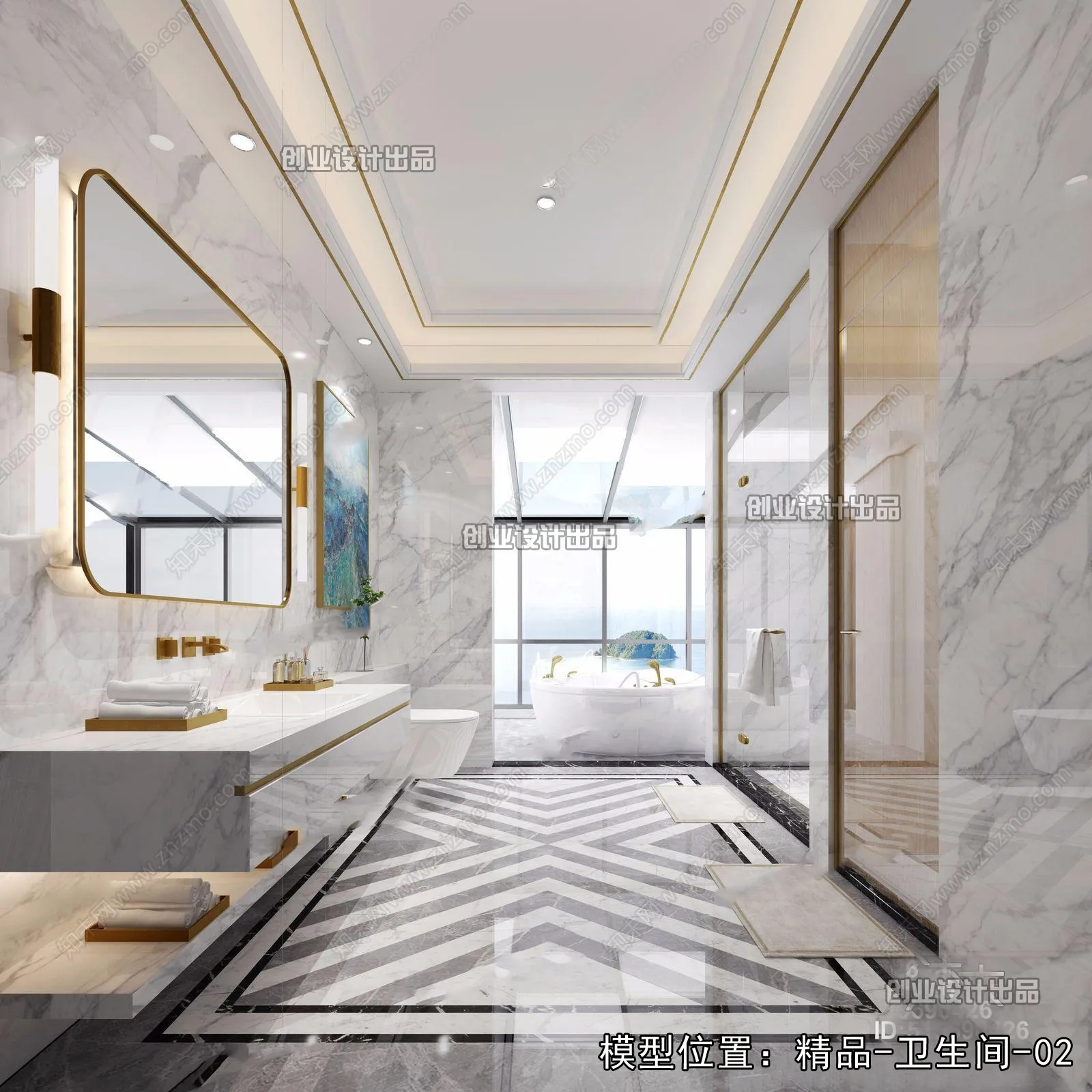 Bathroom - Modern Style Interior 3D Scenes - 009
