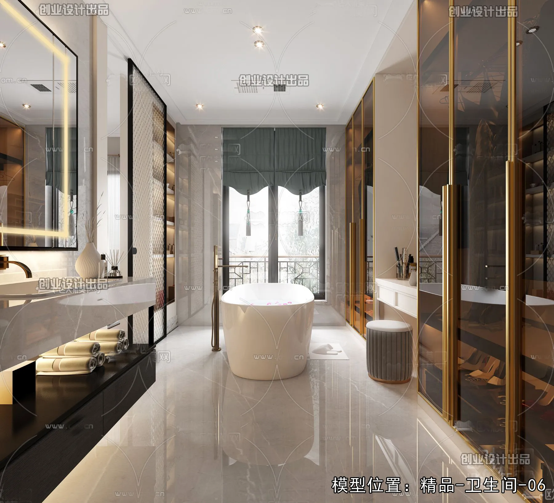 Bathroom - Modern Style Interior 3D Scenes - 013